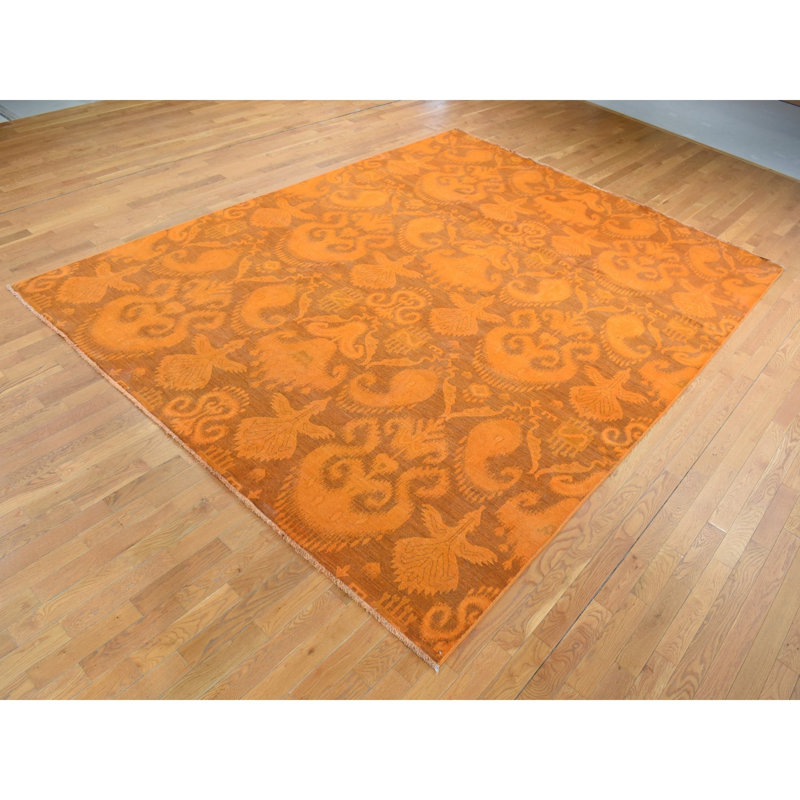 Tapis oriental en laine noué à la main orange surdimensionné 9 pi 1 po x 12 pi 3 po 41CB897871C64FBD8374EB05B522BBBB