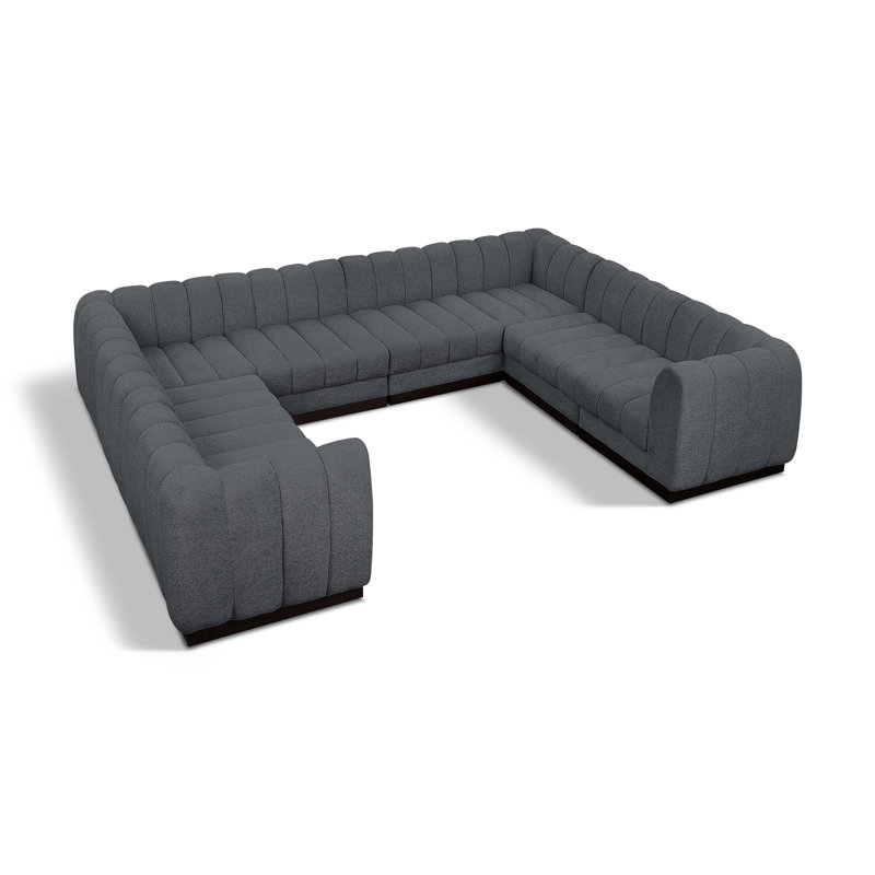 Canapé modulaire rembourré 8 pièces Quinn, Tissu gris chenille