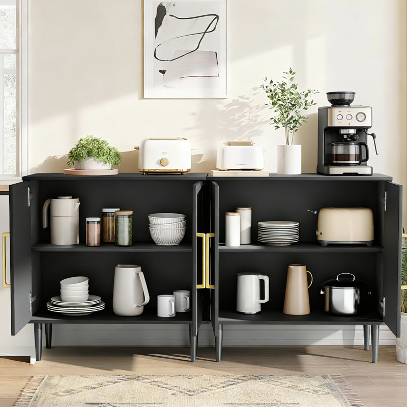 Buffet 30 po noir, buffet autoportant avec rangement