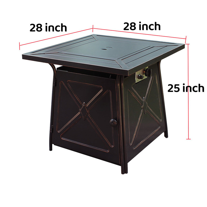 Square Propane Smokeless Fire Pit Table with Hidden Fuel Tank