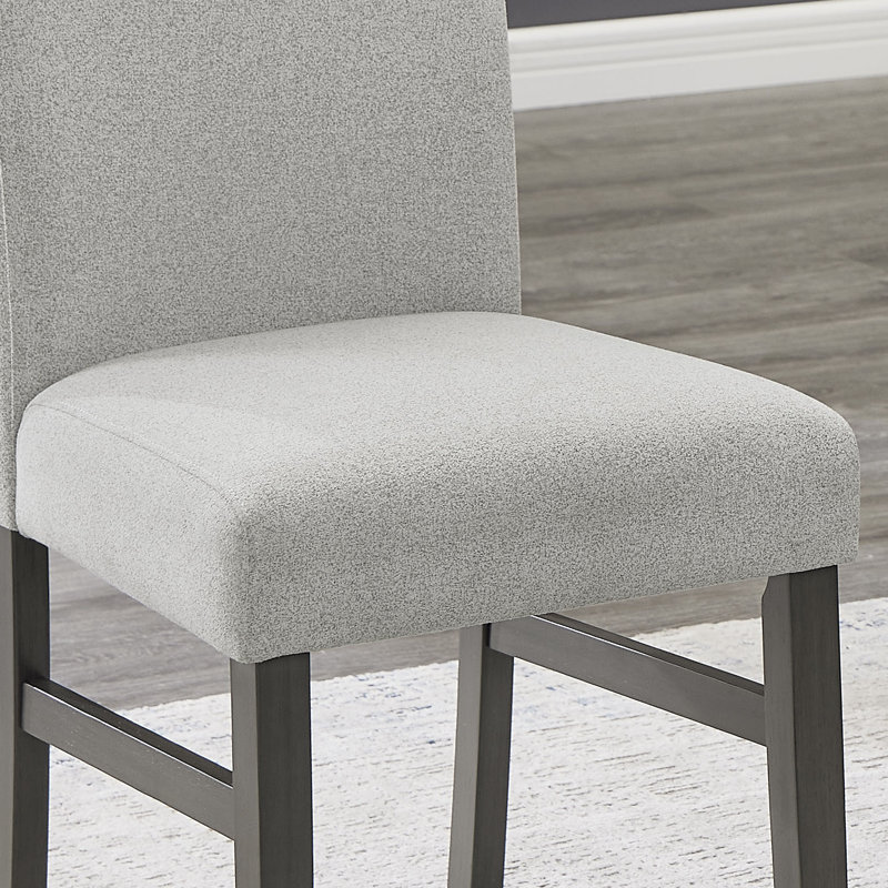 Dunsizer Set Of 2 Light Gray Fabric Parsons Dining Side Chairs With Gray Wood Legs