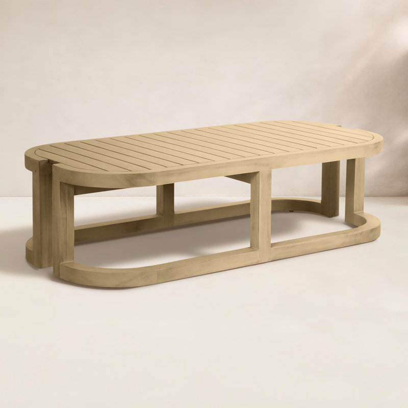 Table basse en bois d'acacia Emory avec finition en teck clair