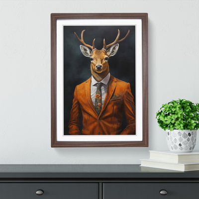 Deer In A Suit Painting Framed Print