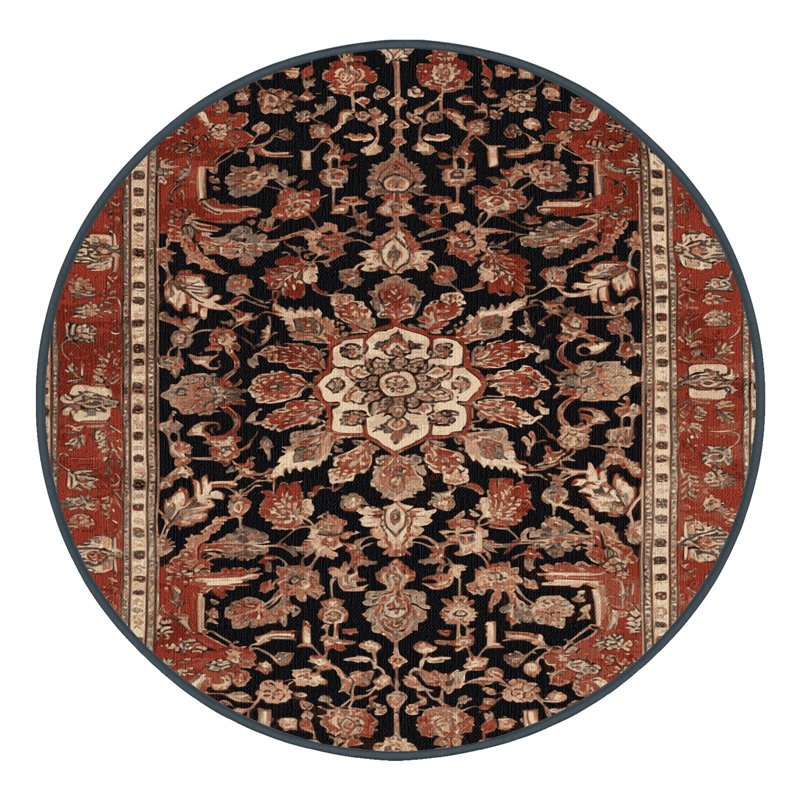 Tapis brun lavable à la machine, Rond 3 pi