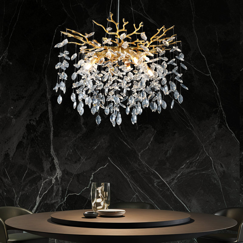 Lustre en cristal Paree Luxury, H 17,7 po x l 23,6 po x P 23,6 po, Doré