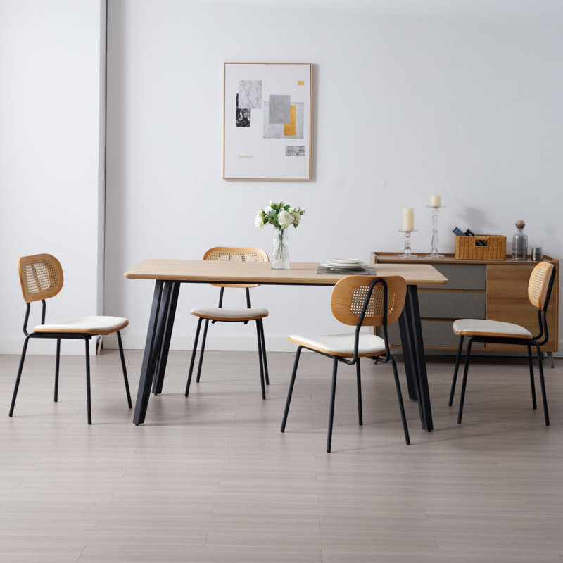 Altrud 47cm H Upholstered Metal Side Chair, Beige