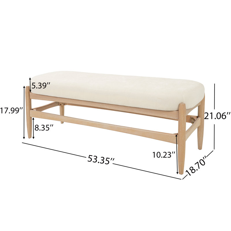 Banc de chambre rembourré Ella, Coussin beige / structure naturelle