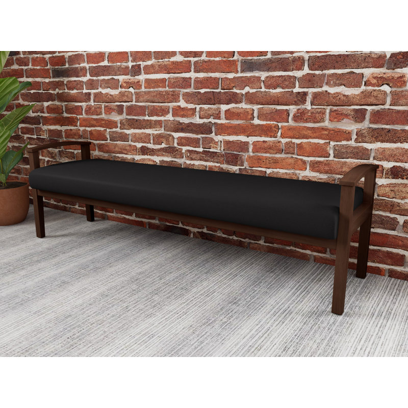 Banc en bois massif Amherst, Noyer Riftwood, Visite libre noire