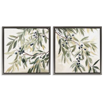 Olive Branches in Pastel 2pc Floating Frame Set, design by Mona Grace