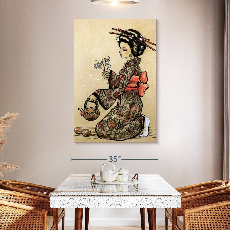 Leisha Geisha Serving Tea, 51" H x 34" W