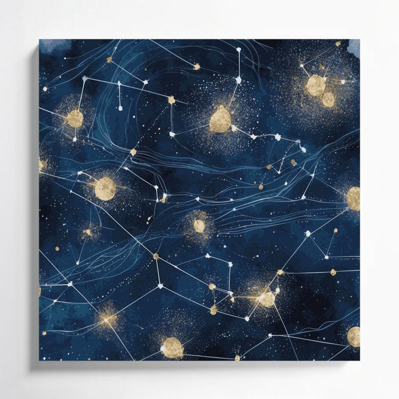 «Space Constellation», art mural sur toile bleue, H 16 po x l 16 po