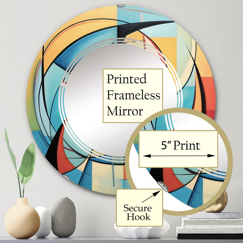 Borovany - Miroir mural Mid-Century rond, 24 po x 24 po