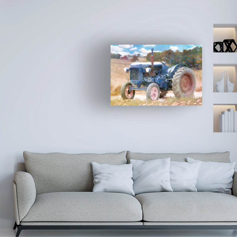 Art sur toile Katrina Jones «Harvest Time Blue Tractor», H 12 po x l 19 po