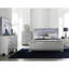 Glamourous table de chevet en argent avec 2 tiroirs et faux alligator moderne-315276194