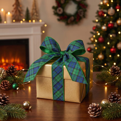 1.5"X10Y Dupion Plaid Ribbon