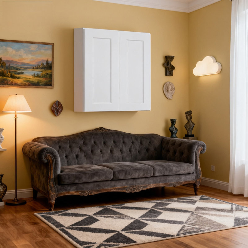 Armoire murale à double porte Shaker avec 3 tablettes réglables 