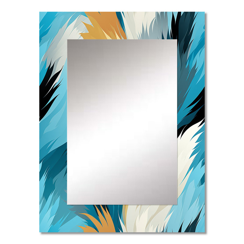 Beekman turquoise contemporain Ikat Fusion - miroir abstrait, miroir mural moderne et contemporain unique, impression d'art en métal