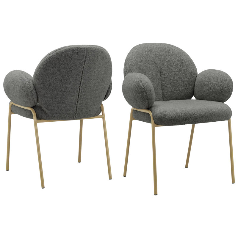 Agawam Dinning Chair 2pack Dark Grey Teddy Fabric, Dark Grey