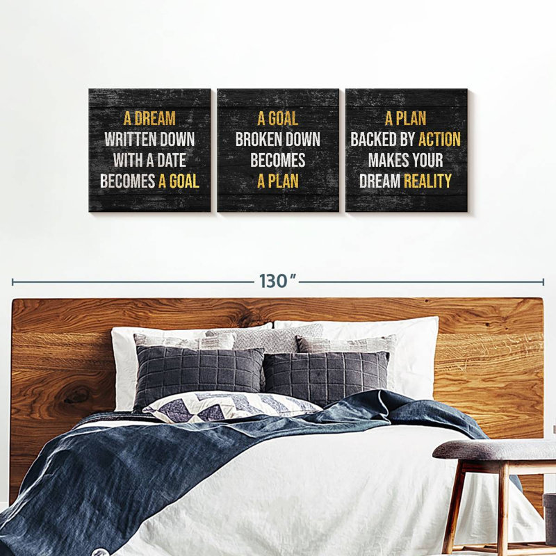 3 Piece Art Textual Art, 30" H x 92" W