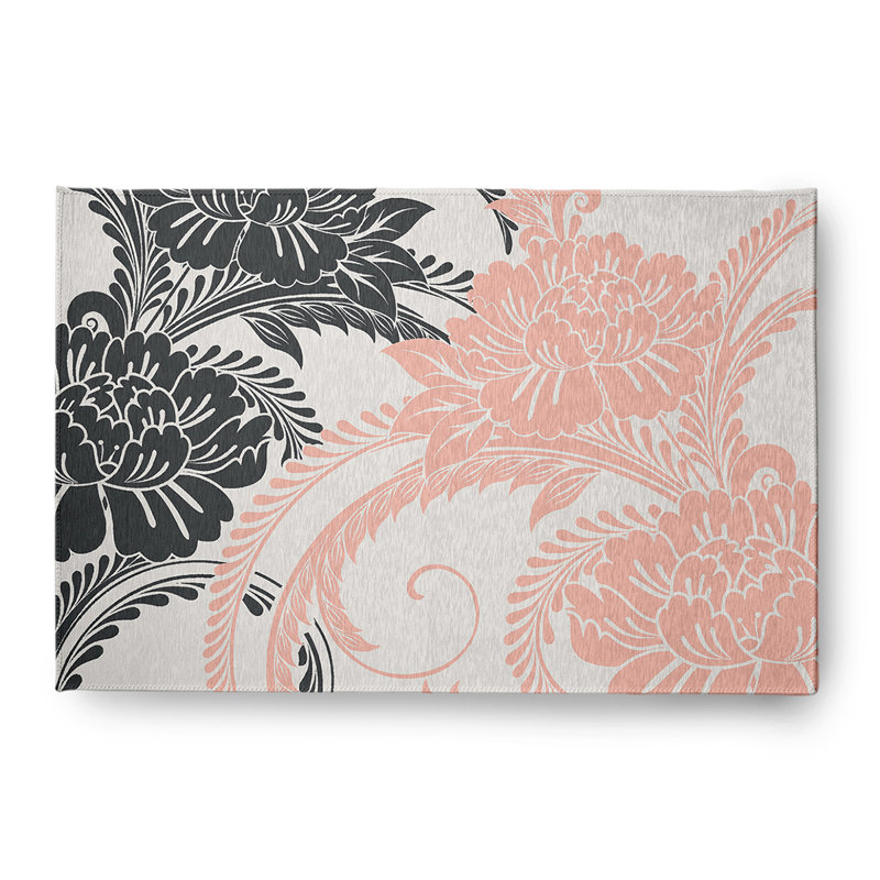 Chenille Floral Indoor / Outdoor Rug, Rectangle 4' x 6'