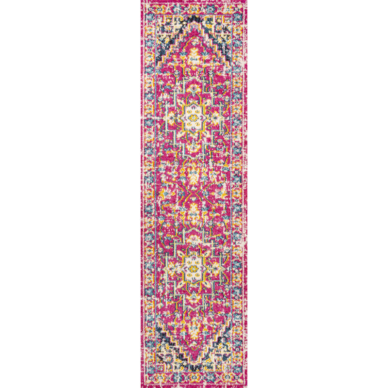Tapis rouge / rose Brooklyn, Tapis de couloir 2 pi 3 po x 8 pi