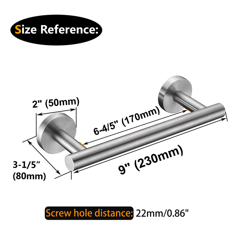 9.06'' Freestanding Towel Bar, Nickel brossé