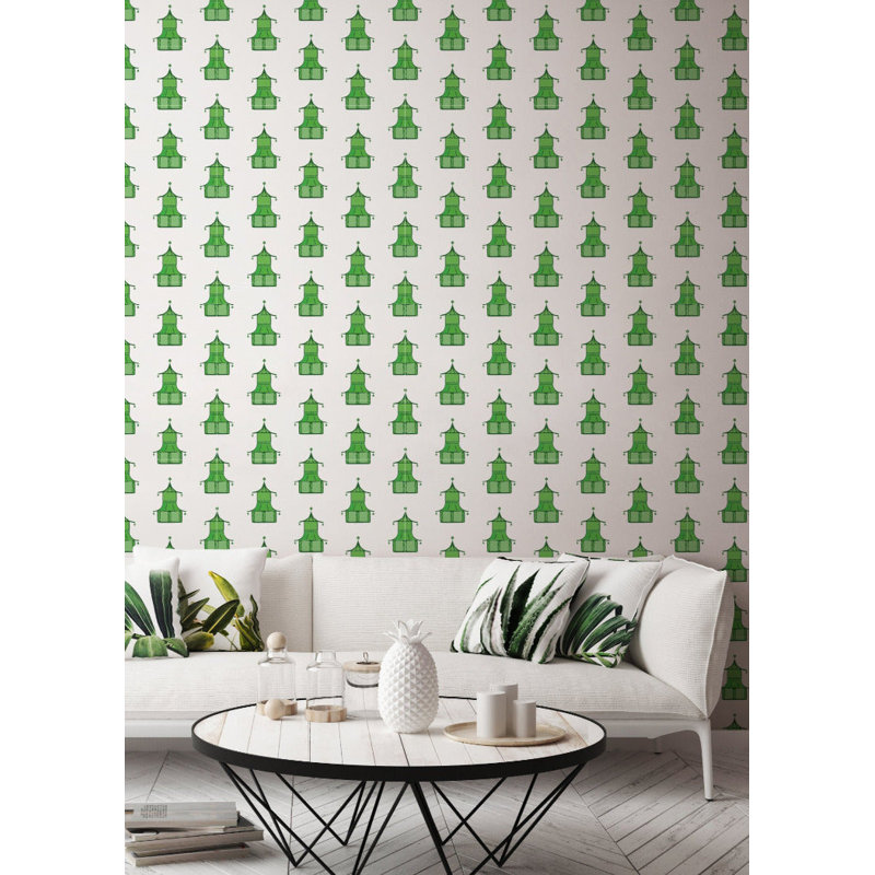 Pagoda 10' L x 24" W Peel and Stick Wallpaper Roll, Key Lime Green, Self-adhesive