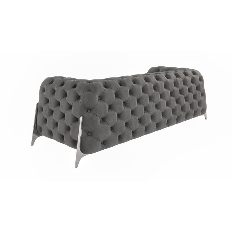 Juneri 3 Seater Velvet Sofa, Grey