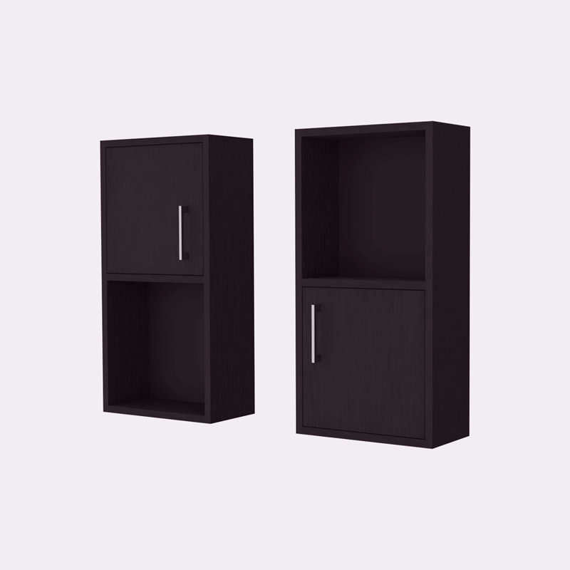 2 armoires à pharmacie avec tablette ouverte, Noir