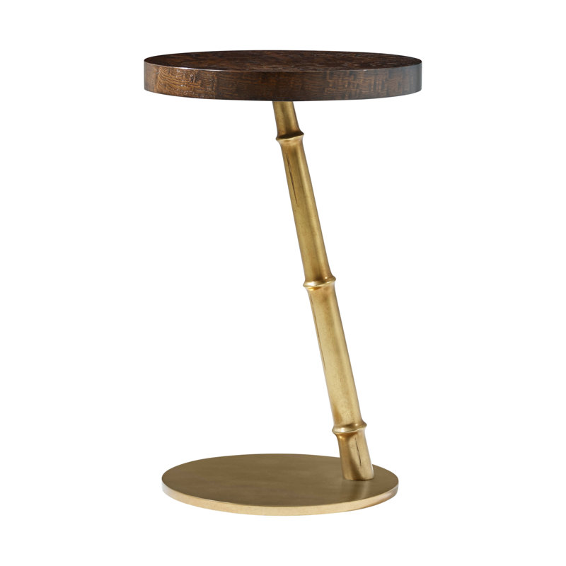 Kesden End Table, Pyramid Brown Top/Satin Brass Base