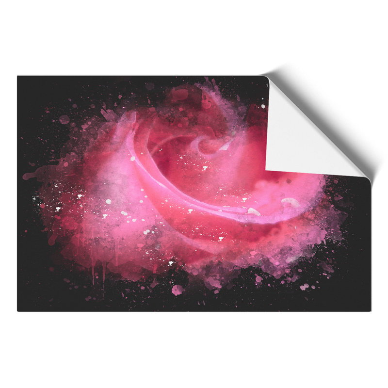 Pink Rose Flower Paint Splash - Frameless Print, 30cm H x 42cm W x 0.1cm D
