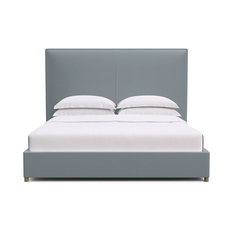 Mansfield Upholstered Bed, Queen, Box Weave Linen Haze, Weathered