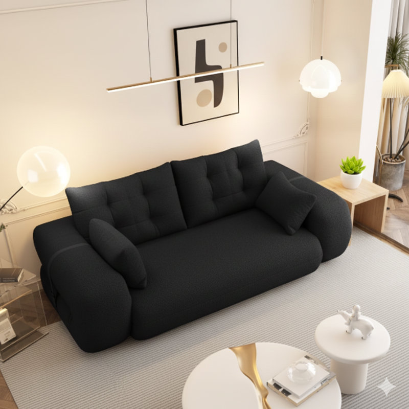 Méridienne pliable multifonctionnelle de 78,7 pouces pour les humains et les animaux de compagnie, canapé rembourré en mousse 3-en-1, conçu pour le salon, la chambre d'amis, la salle de jeux - noir