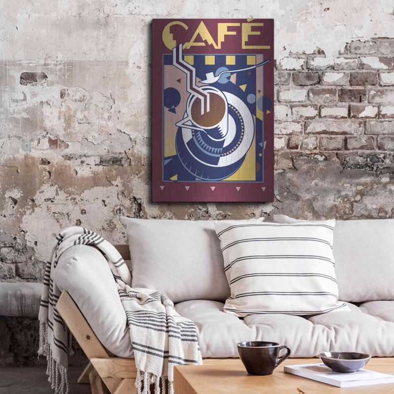«Café» par David Chestnutt, art mural en métal, 24 po x 36 po