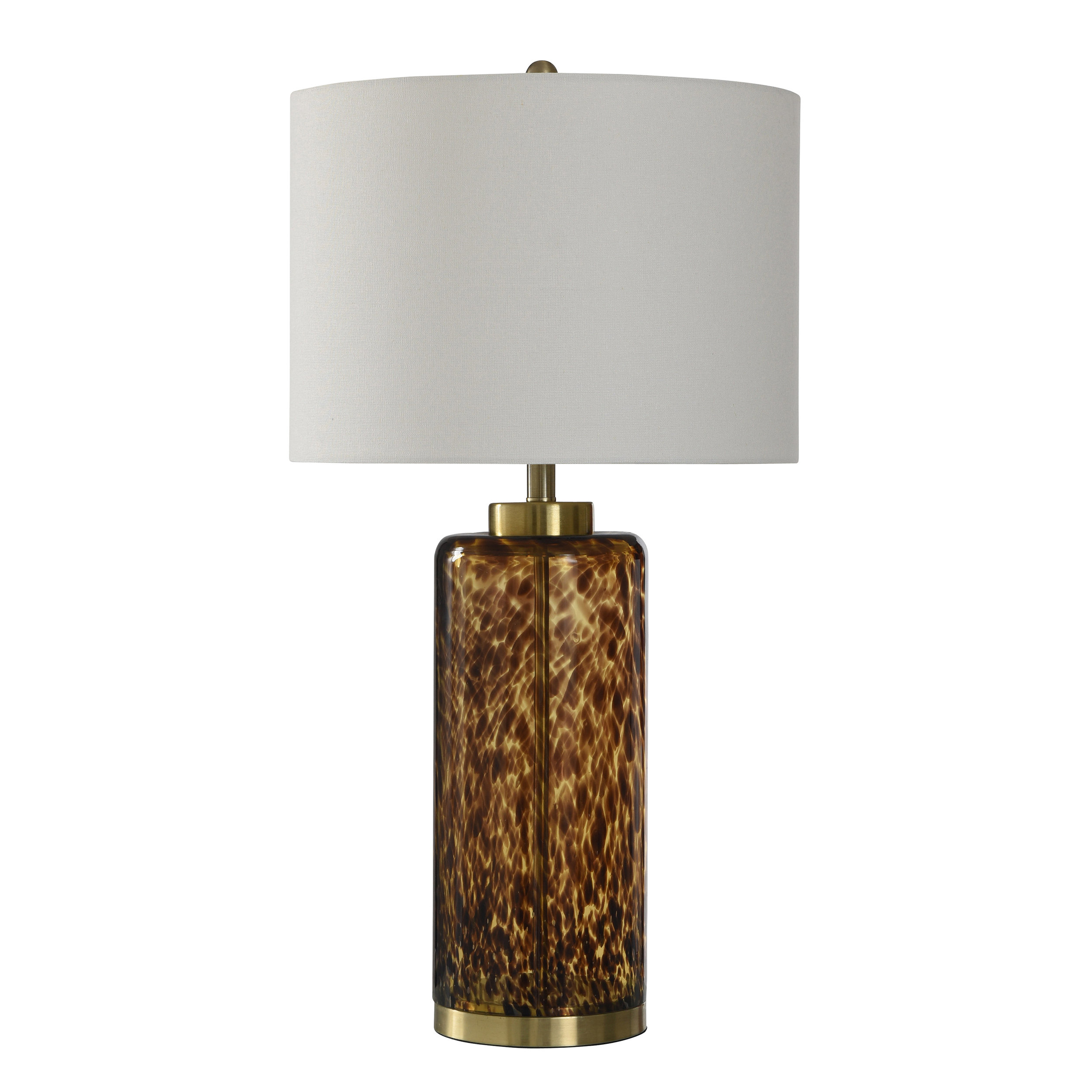 StyleCraft Home Glass Table Lamp - Tortoise Gold - White Shade | Wayfair