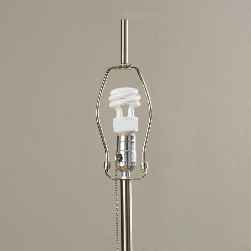 Lampe sur pied 68 "Juley, Acier brossé avec abat-jour en lin à envers dur