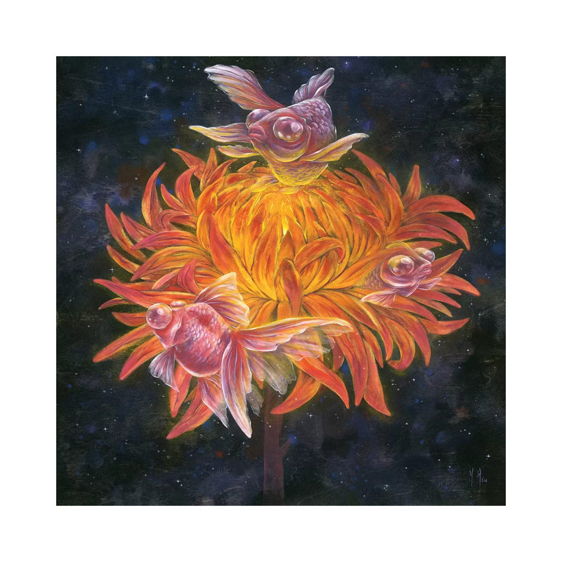 Goldfish Sun 1 Piece Painting on Canvas, 30.48 cm H x 30.48 cm W, Wrapped Canvas
