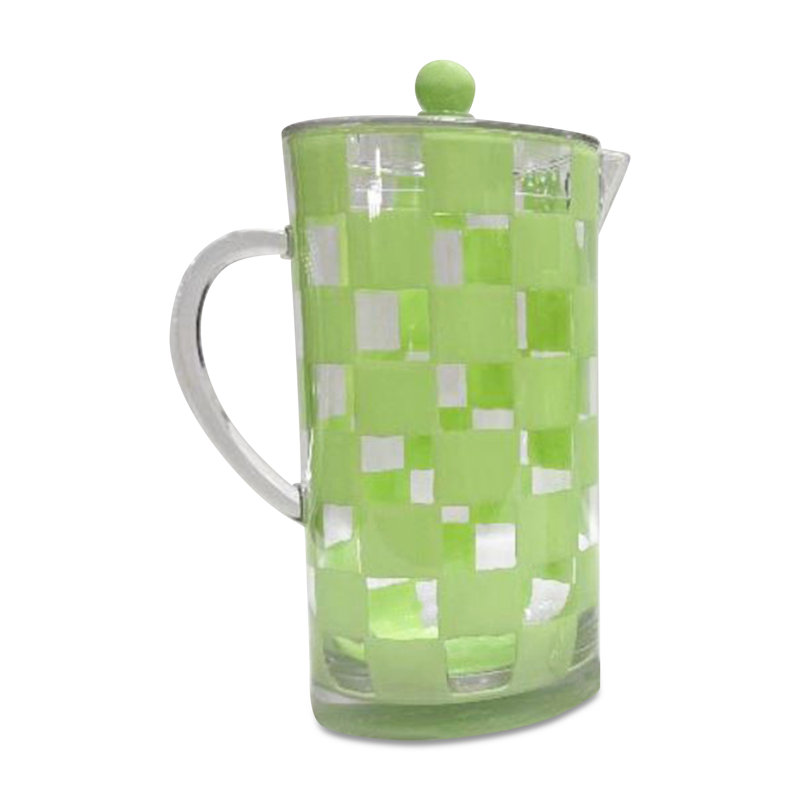 Green Check Acrylic Pitcher, Green/Clear