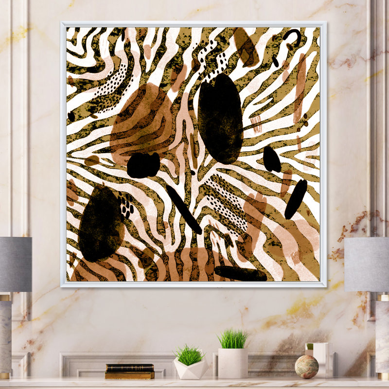 Impression sur toile, motif africain, H 36 po x l 36 po x P 1,5 po, Toile encadrée flottée blanche