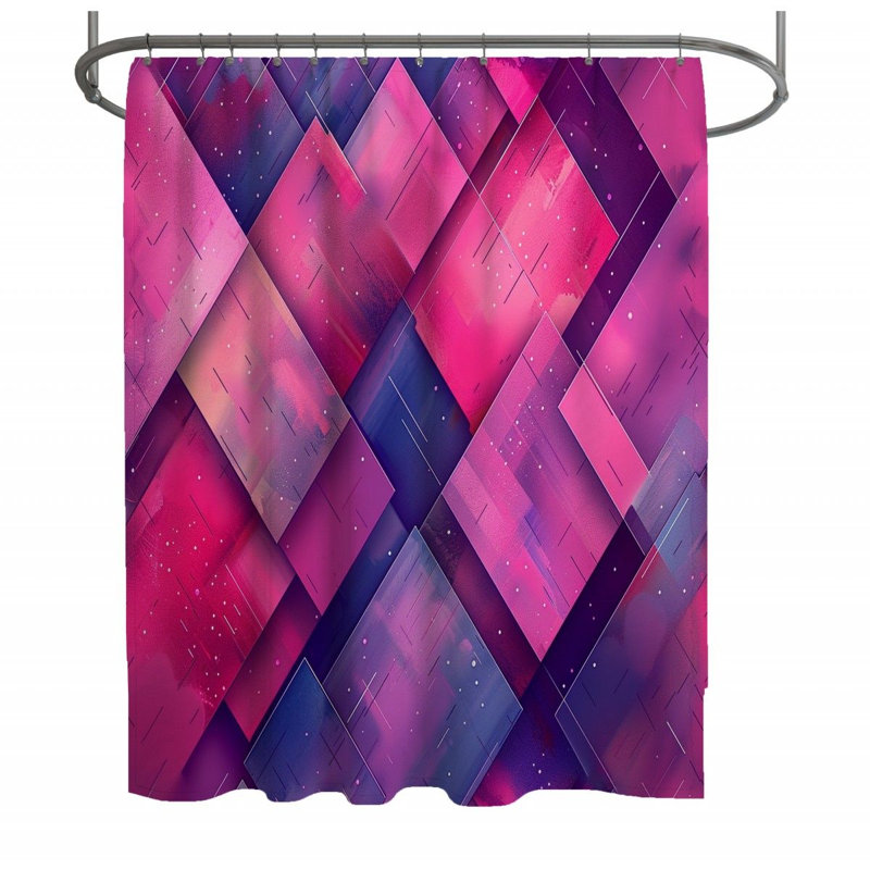 Collage Art Bathroom Geometric Shower Curtain, 83"H x 70"W
