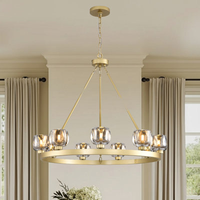 Luminaire suspendu 9 lumières rondes à 9 lumières avec abat-jour en verre