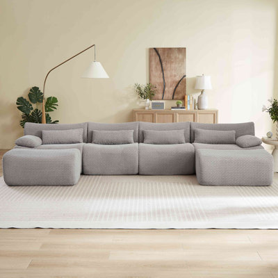 Sectional Couches For Living Room, Convertible U-Shape Couch With Ottoman