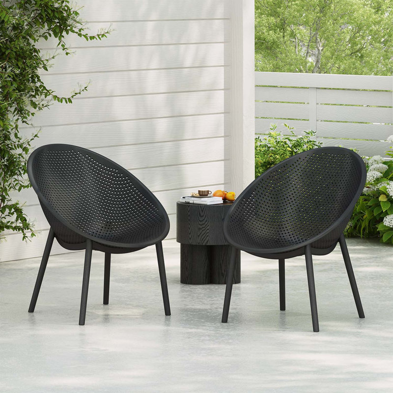 Ensemble de chaises d'appoint chic et durable pour les espaces extérieurs élégants, Noir