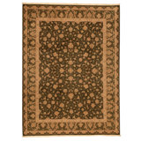 Hand Knotted Wool Oriental Area Rug in Olive Green