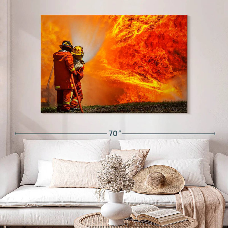 Lelar Blazing Fire Firefighters, 34" H x 51" W
