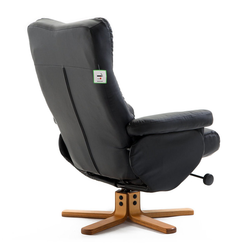 Charlestown 80cm Wide Swivel Ergonomic Recliner, Black