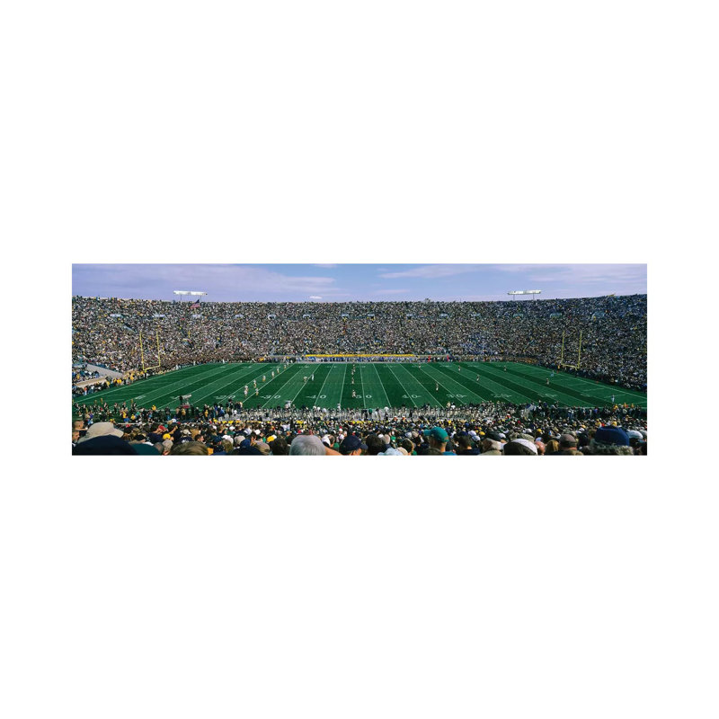 High Angle View Of Spectators Watching A Football Match From Midfield, Notre Dame Stadium, South Bend, Indiana, USA by Panoramic Images - Wrapped Canvas Panoramic Print