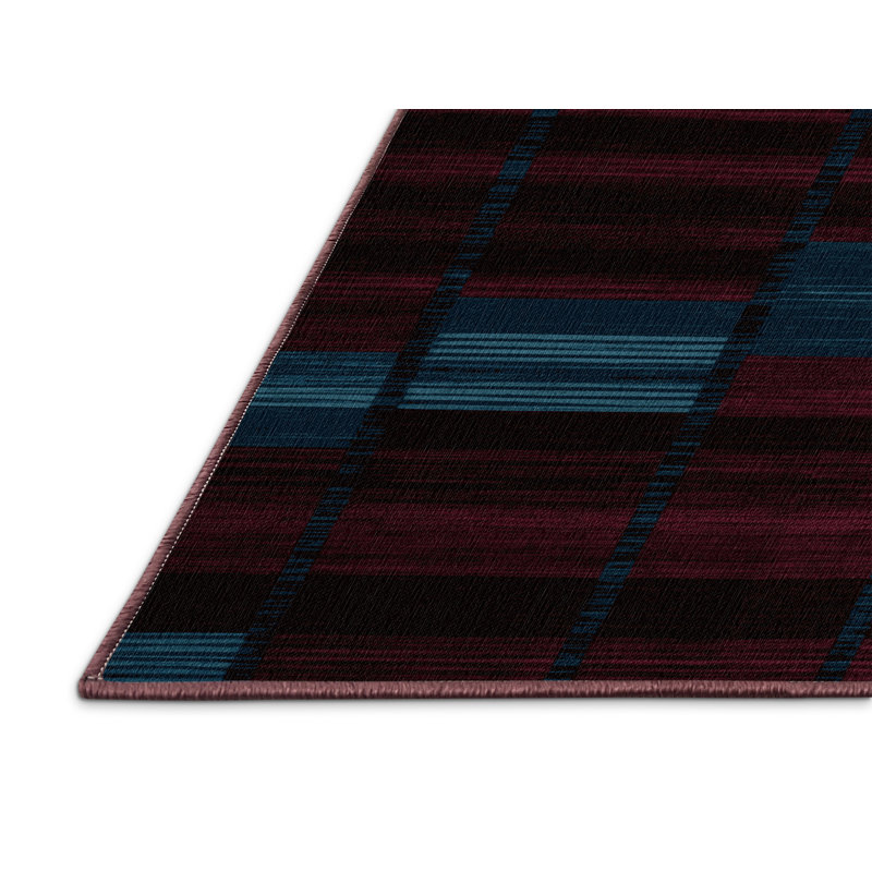 Tapis rouge à carreaux lavable à la machine, Carré 8 pi