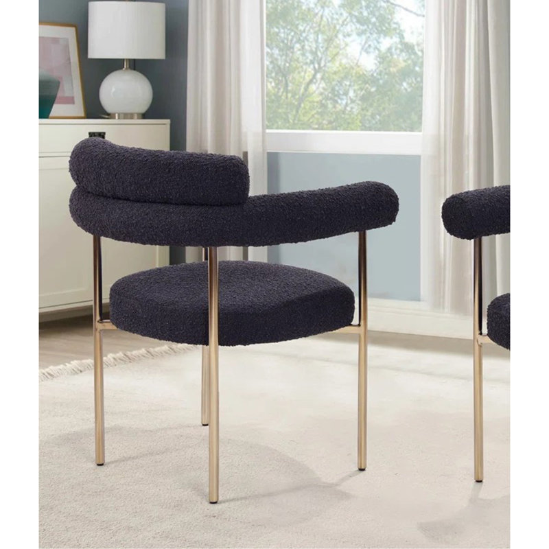 Élégantes chaises de salle à manger avec accoudoirs en tissu 2 pièces, structure, Doré, Noir