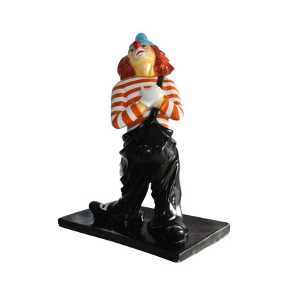 Statue clown rayé en fibre de verre abstraite et géométrique Tanu People 27 po x 17 po x H 39 po